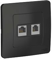 Розетка телефон+компьютер с рамкой Systeme Electric Blanca 2-м. RJ11+RJ45 5е антрацит картинка